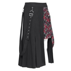 画像9: fake 2 pieces black and red Scottish plaid overskirt / スカート【Devil Fashion】 (9)