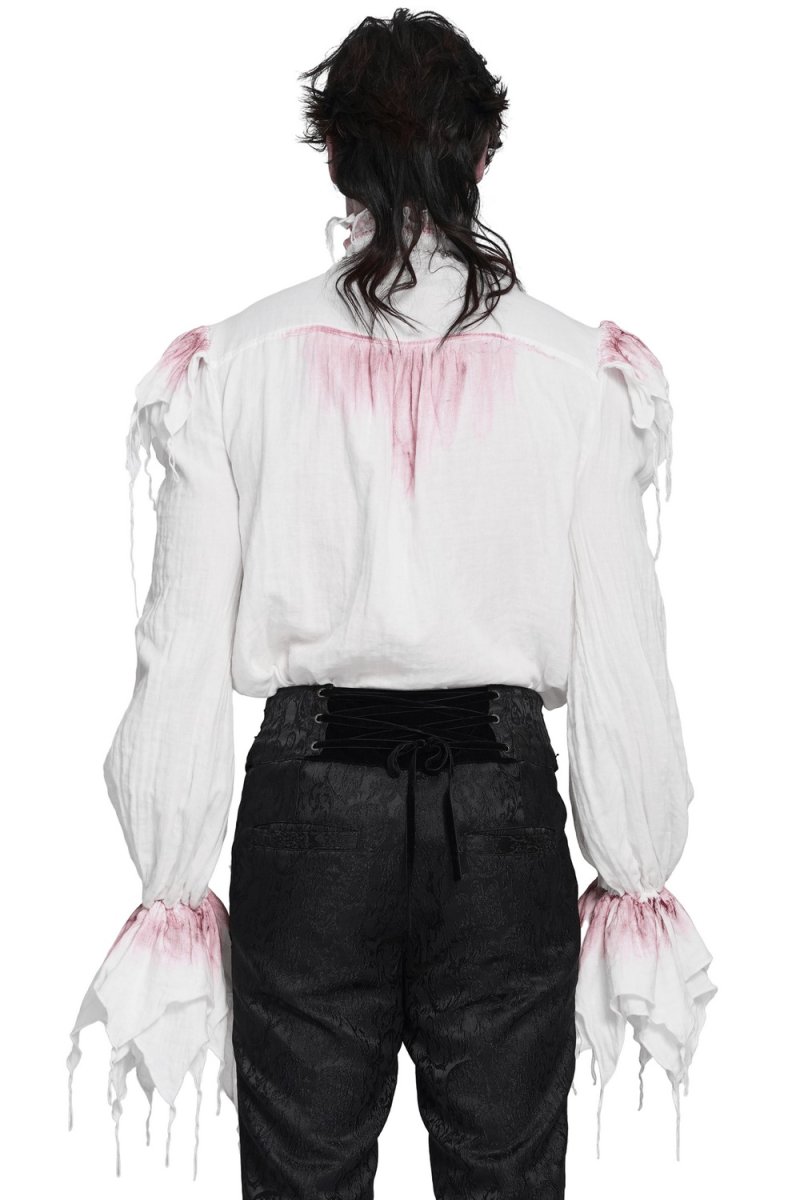 画像2: 【Mens】Gothic Ruffled Plunging Stand Collar Shirt / ブラウス【Devil Fashion】 (2)