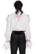 画像2: 【Mens】Gothic Ruffled Plunging Stand Collar Shirt / ブラウス【Devil Fashion】 (2)