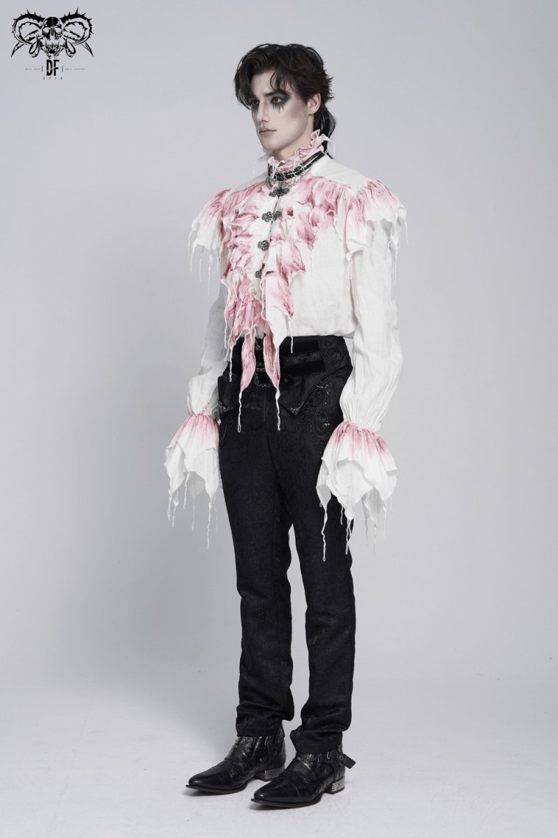 画像16: 【Mens】Gothic Ruffled Plunging Stand Collar Shirt / ブラウス【Devil Fashion】 (16)