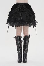 画像1: Rock Nocturne Velvet Ruffle Skirt / スカート【Devil Fashion】 (1)