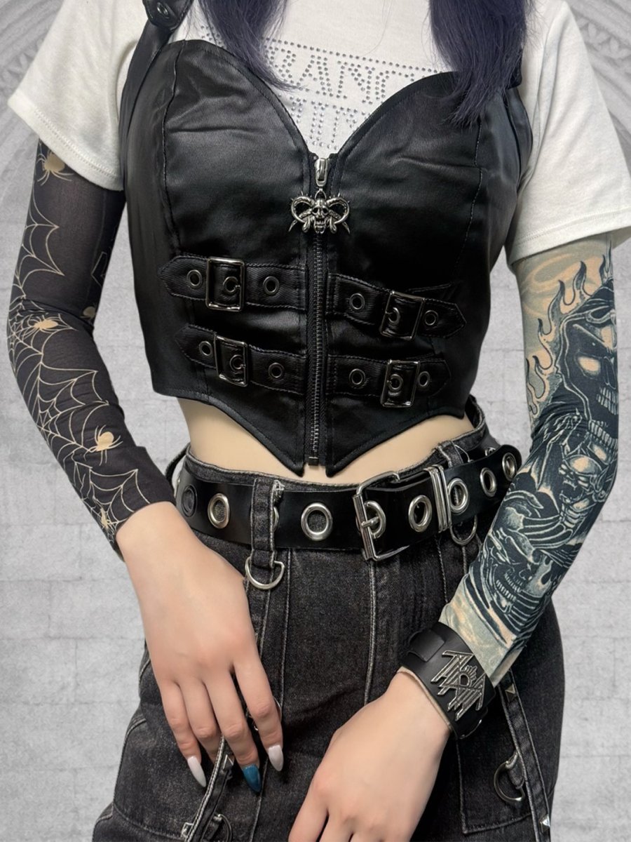 画像13: Punk Stretchy Twill Halter Short Vest / ベスト【Devil Fashion】 (13)
