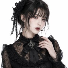 画像2: Gothic ribbon bow tie / Black / 蝶ネクタイ【Devil Fashion】 (2)