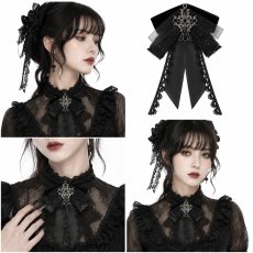 画像3: Gothic ribbon bow tie / Black / 蝶ネクタイ【Devil Fashion】 (3)