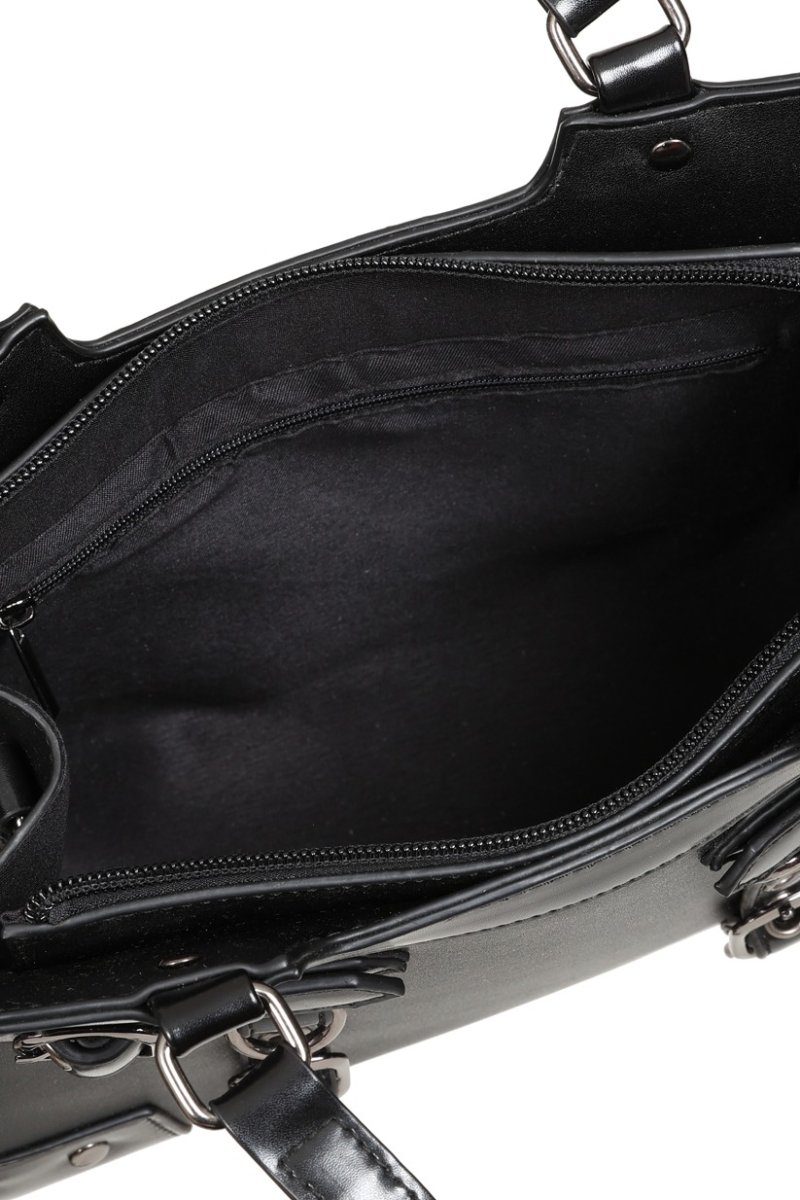 画像9: Black Ledger Satchel Bag / ハンドバッグ【Banned Apparel】 (9)