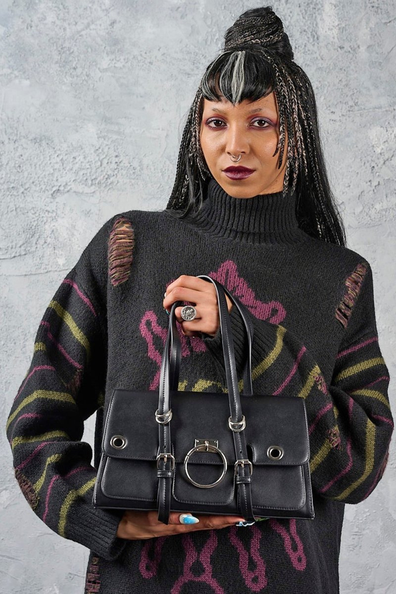 画像1: Coffin Ring Flap Bag / ハンドバッグ【Banned Apparel】 (1)