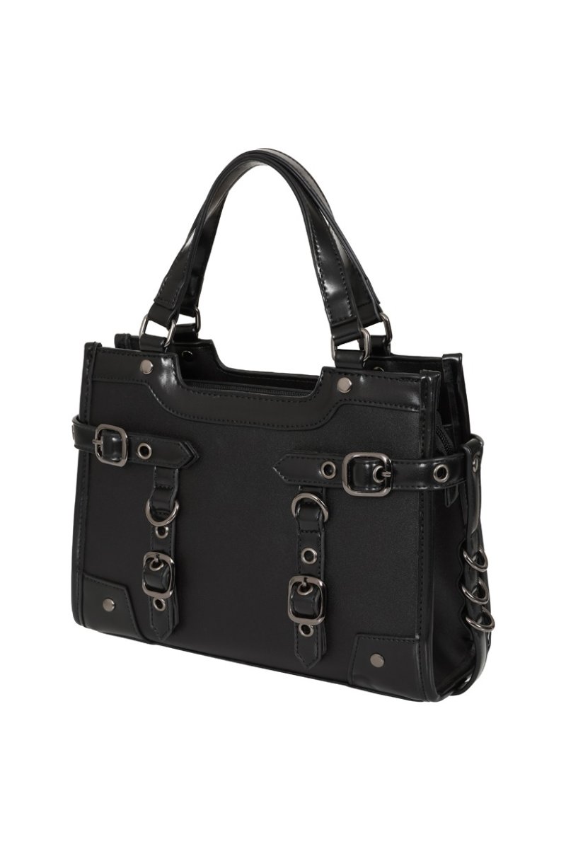 画像5: Black Ledger Satchel Bag / ハンドバッグ【Banned Apparel】 (5)