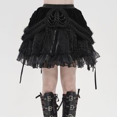 画像1: Rock Nocturne Velvet Ruffle Skirt / スカート【Devil Fashion】 (1)