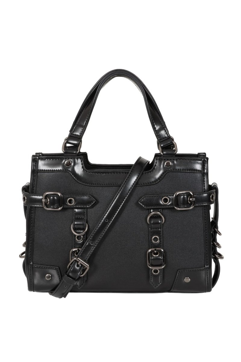 画像8: Black Ledger Satchel Bag / ハンドバッグ【Banned Apparel】 (8)