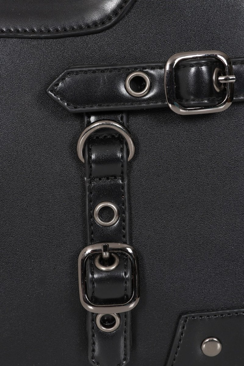 画像4: Black Ledger Satchel Bag / ハンドバッグ【Banned Apparel】 (4)