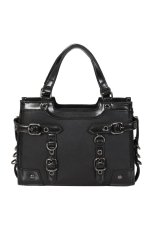 画像1: Black Ledger Satchel Bag / ハンドバッグ【Banned Apparel】 (1)