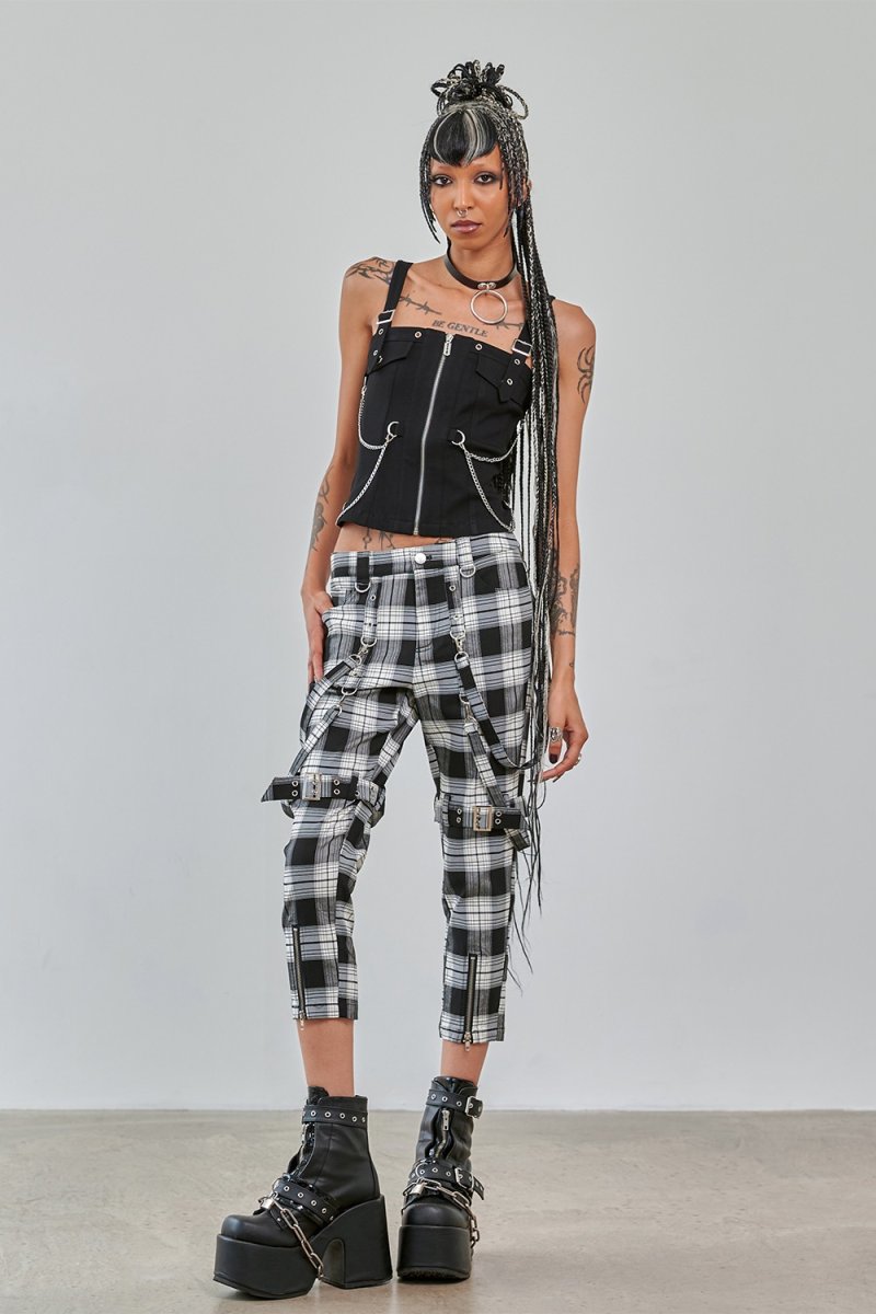 画像2: NOCTURNE BUCKLE TROUSERS / Black×White  / パンツ【Banned Apparel】 (2)