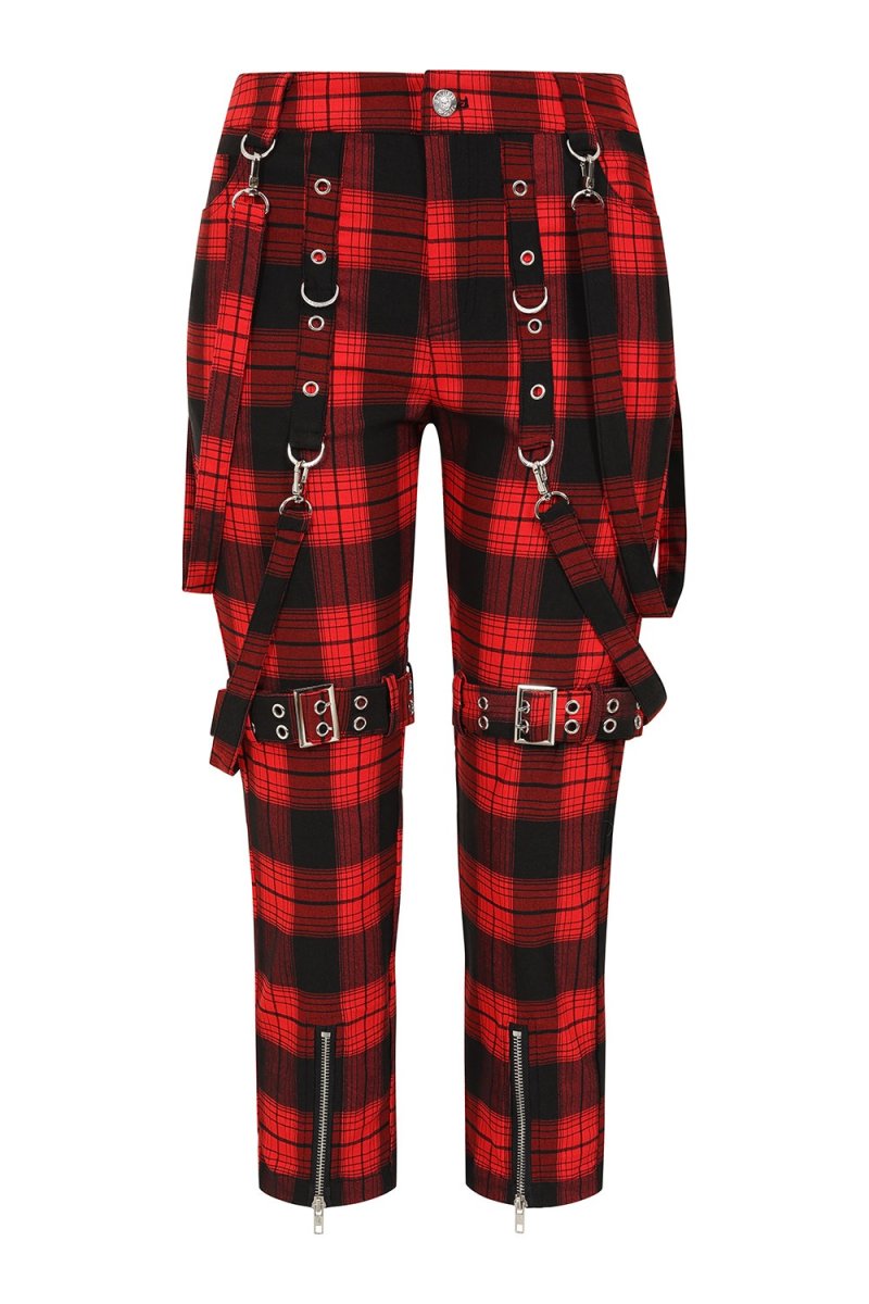 画像6: NOCTURNE BUCKLE TROUSERS / Black×Red  / パンツ【Banned Apparel】 (6)
