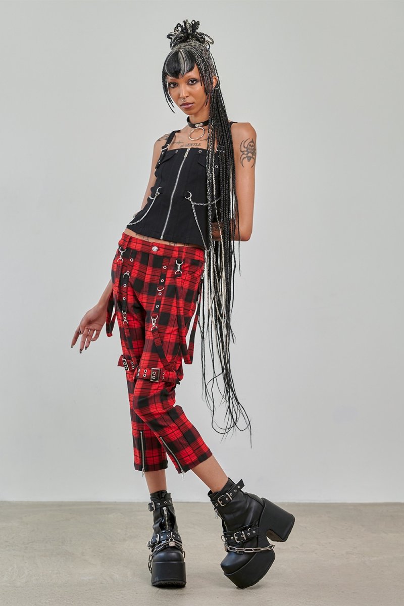 画像2: NOCTURNE BUCKLE TROUSERS / Black×Red  / パンツ【Banned Apparel】 (2)