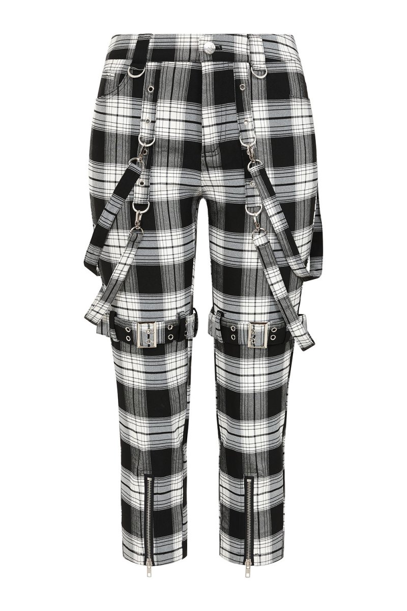 画像4: NOCTURNE BUCKLE TROUSERS / Black×White  / パンツ【Banned Apparel】 (4)