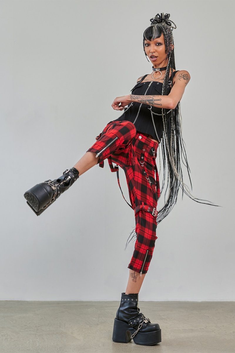 画像3: NOCTURNE BUCKLE TROUSERS / Black×Red  / パンツ【Banned Apparel】 (3)