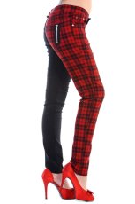 画像2: 🔥SALE🔥HALF THE DAMAGE STRIPED TROUSERS / Black×Red  / パンツ【Banned Apparel】 (2)
