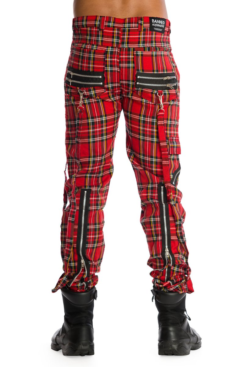 画像5:  【Mens】AVENGENCE CHECK TROUSER / Red  / パンツ【Banned Apparel】 (5)