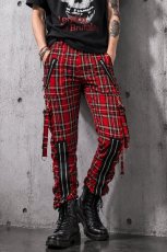 画像1:  【Mens】AVENGENCE CHECK TROUSER / Red  / パンツ【Banned Apparel】 (1)