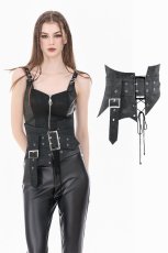 画像1: Double-Buckle Lace-up Asymmetrical Corset Belt / コルセット【DARK IN LOVE】 (1)