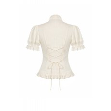 画像3: Victorian Lace Patchwork Puff Sleeve Slim Blouse / WHITE / トップス【DARK IN LOVE】 (3)