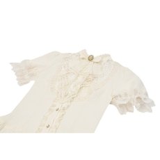 画像10: Victorian Lace Patchwork Puff Sleeve Slim Blouse / WHITE / トップス【DARK IN LOVE】 (10)