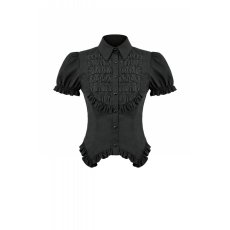 画像2: Retro Victorian Lace Ruffle Puff Sleeve Slim Blouse / トップス【DARK IN LOVE】 (2)