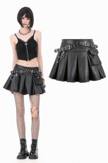 画像1: Punk Double Belt Pleated Skirt / スカート【DARK IN LOVE】 (1)