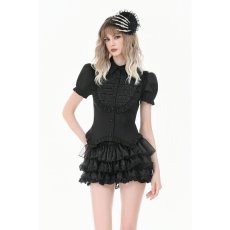 画像4: Retro Victorian Lace Ruffle Puff Sleeve Slim Blouse / トップス【DARK IN LOVE】 (4)