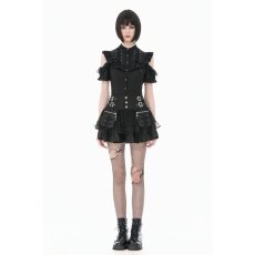 画像5: Victorian Gothic Black Blouse with Ruffled Stand Collar / トップス【DARK IN LOVE】 (5)