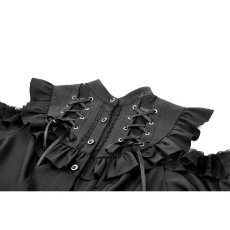 画像12: Victorian Gothic Black Blouse with Ruffled Stand Collar / トップス【DARK IN LOVE】 (12)