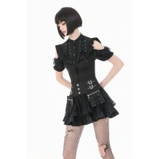 画像4: Victorian Gothic Black Blouse with Ruffled Stand Collar / トップス【DARK IN LOVE】 (4)