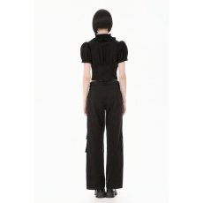 画像10: Cross-Zip Buckled Waist Ruffle Puff Sleeve Crop Top / トップス【DARK IN LOVE】 (10)