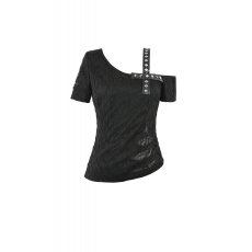 画像2: Studded Cross Straps Asymmetric Tops / トップス【DARK IN LOVE】 (2)