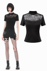 画像1: Sheer Spiderweb Mesh Short Sleeve Top / トップス【DARK IN LOVE】 (1)