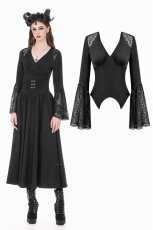画像1: Lace-Paneled Shoulders and Dramatic Flare Sleeves / トップス【DARK IN LOVE】 (1)