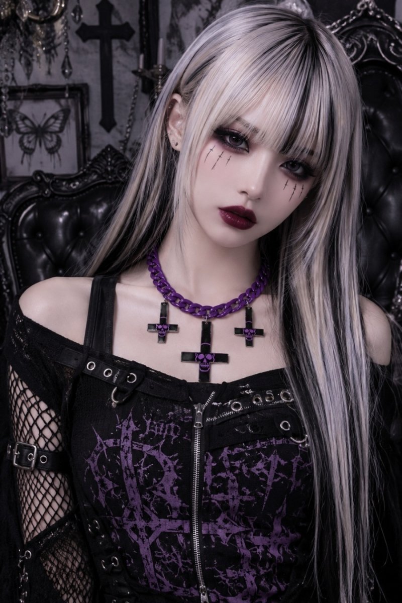 画像3: 🔥SALE🔥Inverted Cross / Skull / Purple / ネックレス【KREEPSVILLE 666】 (3)