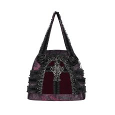 画像5: Gothic Lace-Trimmed Rose Cross Bag / RED / ハンドバッグ【Devil Fashion】 (5)
