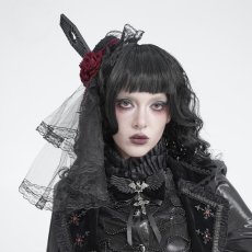 画像3: Beaded Rose Tulle Veil Mini Top Ha / ミニハット【Devil Fashion】 (3)
