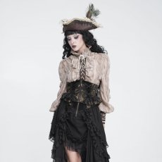 画像2: Jacquard Lace Lace-Up Slim Fit Zippered Royal Girdle/ コルセットベルト【Devil Fashion】 (2)