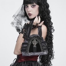 画像1: Gothic Lace-Trimmed Rose Cross Bag / BLACK / ハンドバッグ【Devil Fashion】 (1)