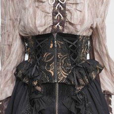 画像1: Jacquard Lace Lace-Up Slim Fit Zippered Royal Girdle/ コルセットベルト【Devil Fashion】 (1)