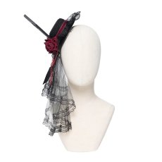 画像6: Beaded Rose Tulle Veil Mini Top Ha / ミニハット【Devil Fashion】 (6)