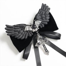 画像9: Bat Cross Bowknot Hairpin / ヘアピン / ブローチ【Devil Fashion】 (9)