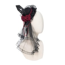 画像8: Beaded Rose Tulle Veil Mini Top Ha / ミニハット【Devil Fashion】 (8)
