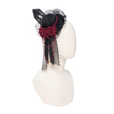 画像9: Beaded Rose Tulle Veil Mini Top Ha / ミニハット【Devil Fashion】 (9)