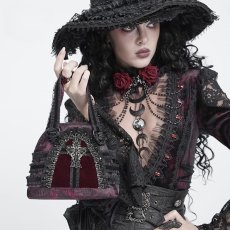 画像2: Gothic Lace-Trimmed Rose Cross Bag / RED / ハンドバッグ【Devil Fashion】 (2)