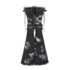 画像10: Frayed Raw Edge Ripped Flared Leg Warmers / レッグウォーマー【Devil Fashion】 (10)