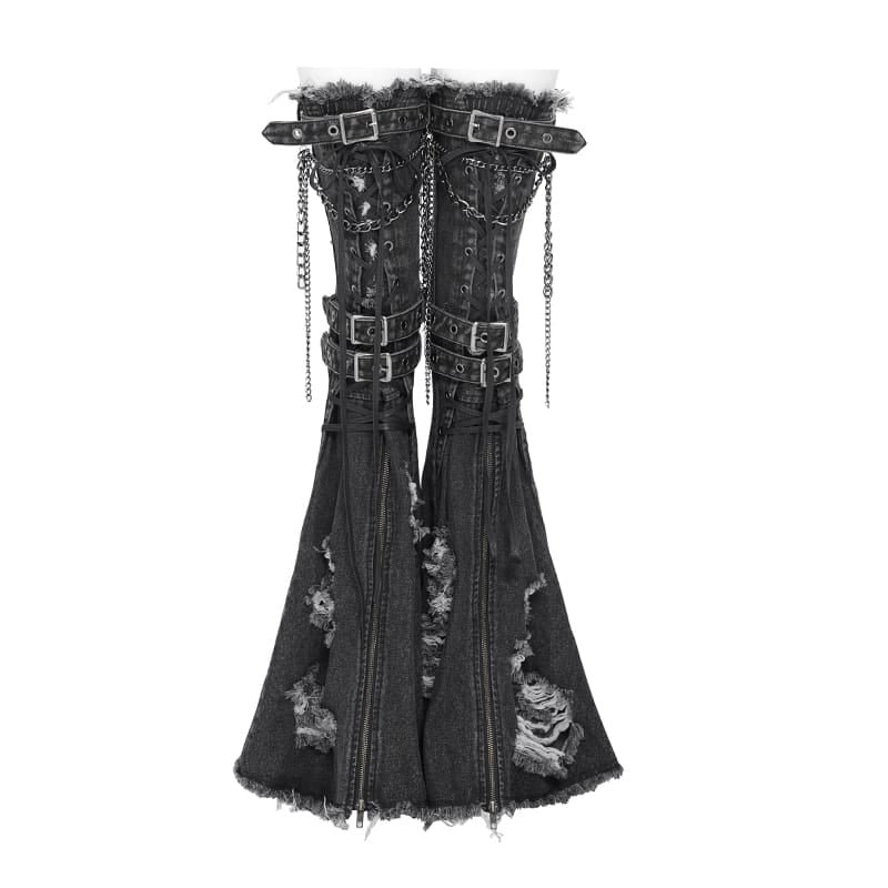 Frayed Raw Edge Ripped Flared Leg Warmers / レッグウォーマー