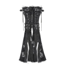 画像7: Frayed Raw Edge Ripped Flared Leg Warmers / レッグウォーマー【Devil Fashion】 (7)